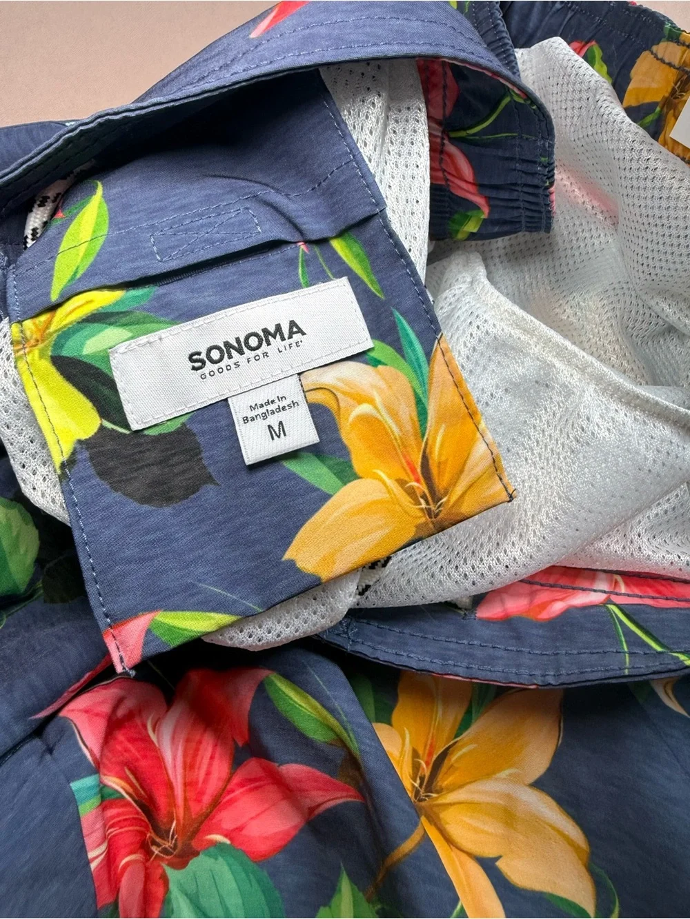 Sonoma Men's Board Short Hawaiian Floral  Swim Trunks Bathing Suit Size M NWT